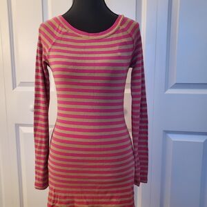 Express Pink and Gold Striped Dress